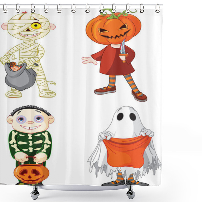 Personality  Halloween Trick Or Treating Children Shower Curtains