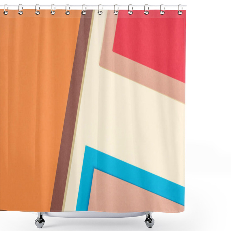 Personality  Minimalistic Modern Brown, Blue, Yellow, Orange, Red And Beige Abstract Background With Copy Space Shower Curtains