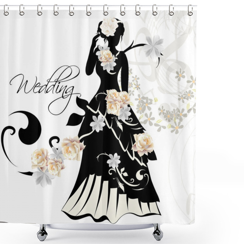 Personality  Design Of Wedding Invitation With Female Silhouette Shower Curtains