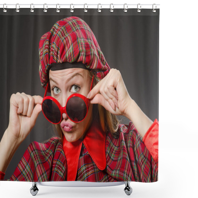 Personality  Woman Wearing Traditional Scottish Clothing Shower Curtains