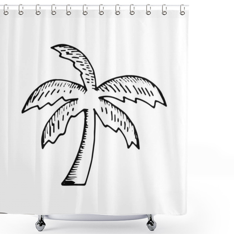 Personality  Palm Tree Sketch Icon. Isolated Object. Shower Curtains