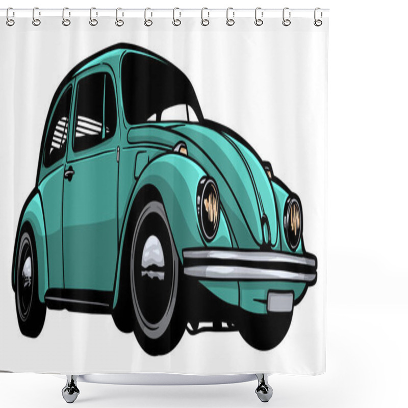 Personality  Beetle Classic Car - Hand Drawn Vector Illustration Shower Curtains