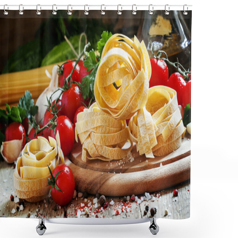 Personality  Dry Italian Pasta Fettuccine In The Form Of Nests Shower Curtains