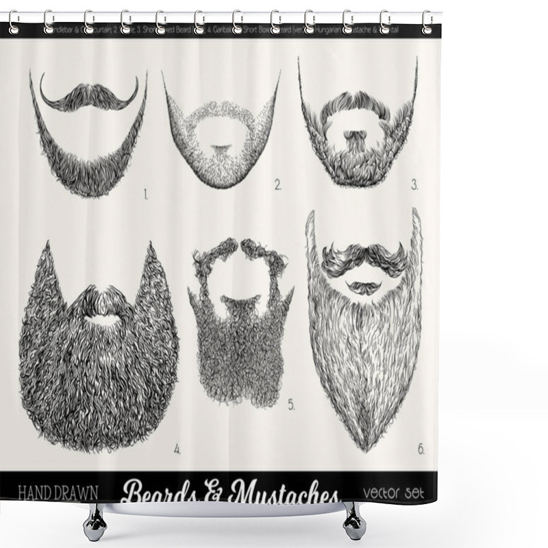 Personality   Vector Set With Beards And Mustaches Shower Curtains