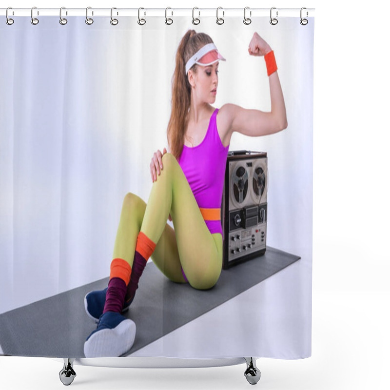 Personality  Sporty Woman On Mat Shower Curtains