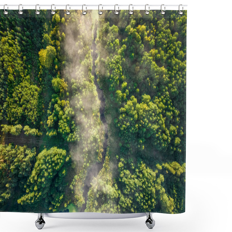 Personality  Aerial View Of Foggy Valley In Autumn At Sunrise. Wildlife In Poland. Shower Curtains