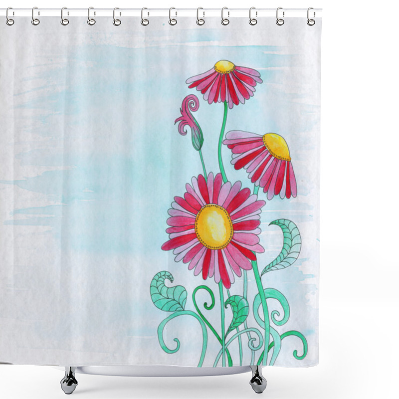 Personality  Flower Illustration Background Shower Curtains