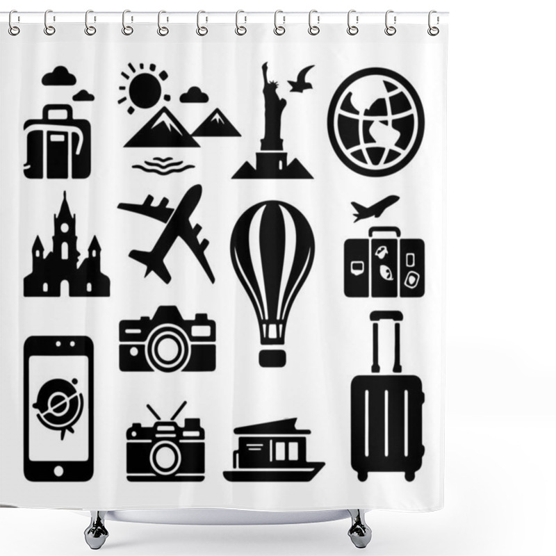 Personality  Traveling Icon Silhouette Vector Design Shower Curtains