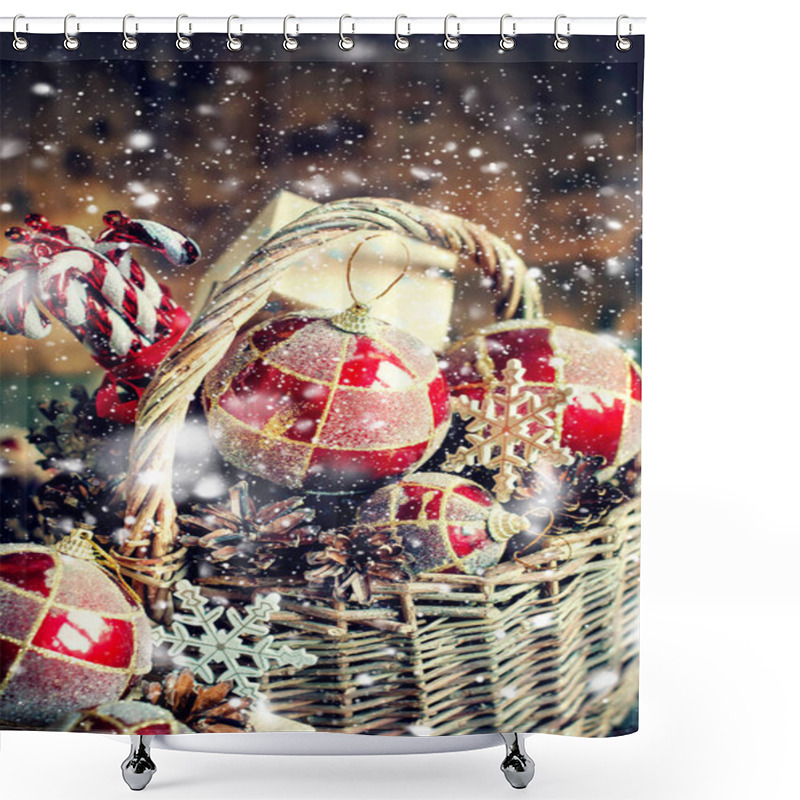 Personality  Country Christmas Composition With Gifts Shower Curtains