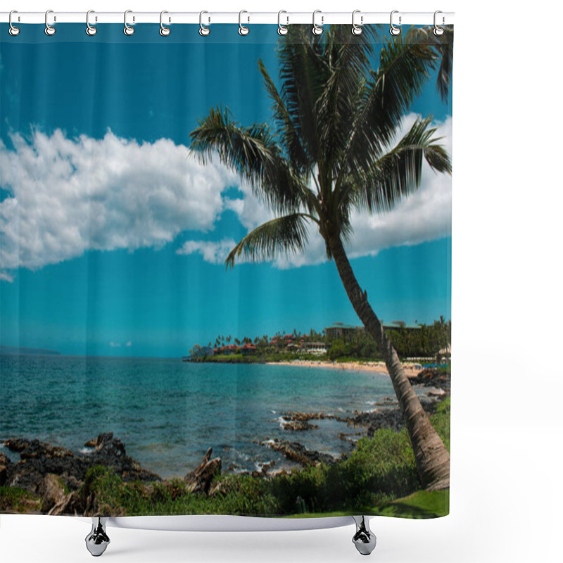 Personality  Landscape Tranquil Beach. Hawaii Background, Tropical Hawaiian Paradise Shower Curtains