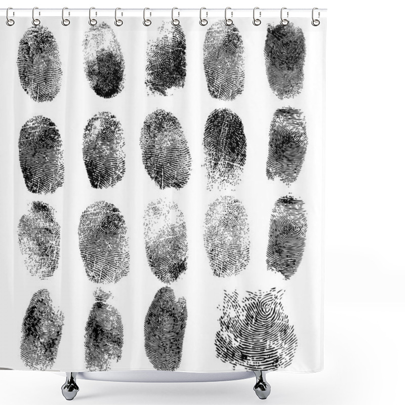 Personality  Set Of Fingerprints, Vector Illustration Isolated On White Shower Curtains