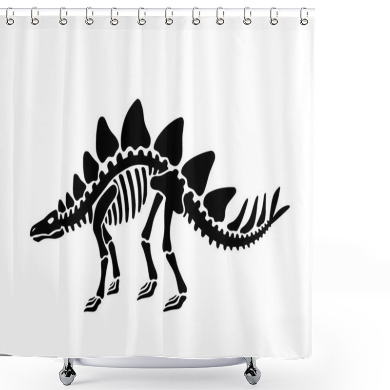 Personality  Dinosaur Stegosaurus Skeleton. Vector Illustration.  Shower Curtains