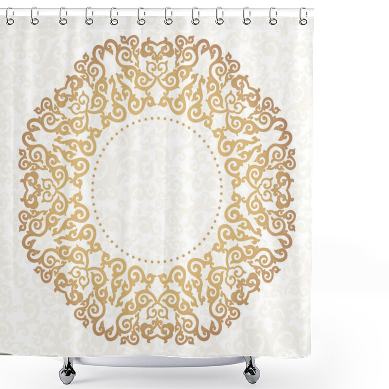 Personality  Golden Ornament. White Background. Shower Curtains