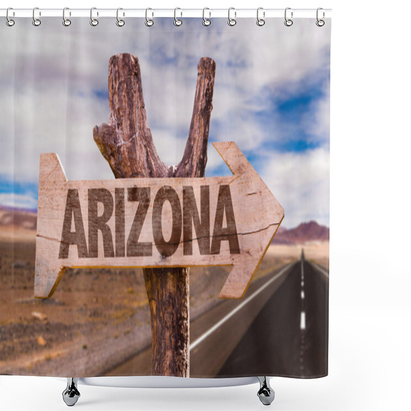 Personality  Arizona Wooden Sign Shower Curtains