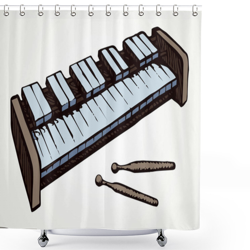 Personality  Musical Instrument Xylophone. Vector Doodle Symbol Shower Curtains