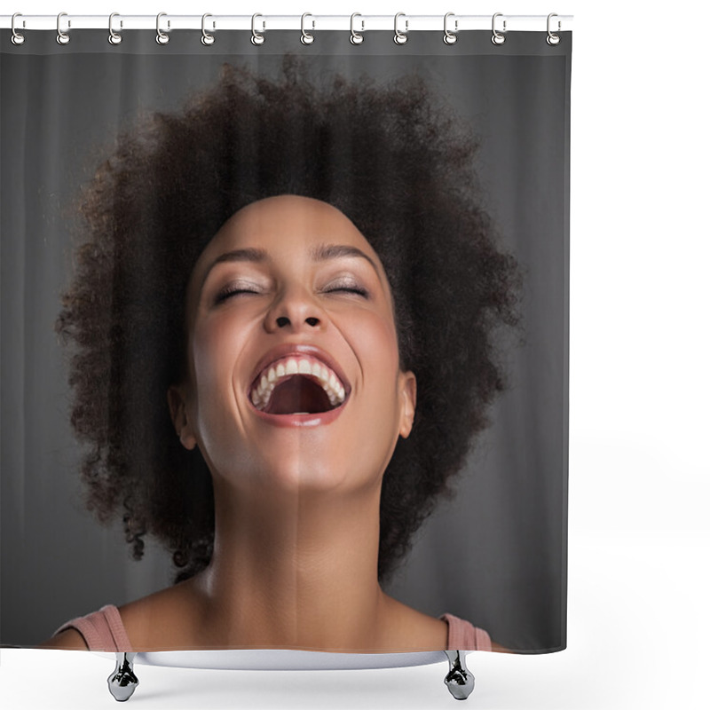 Personality  African Woman Laughing Shower Curtains