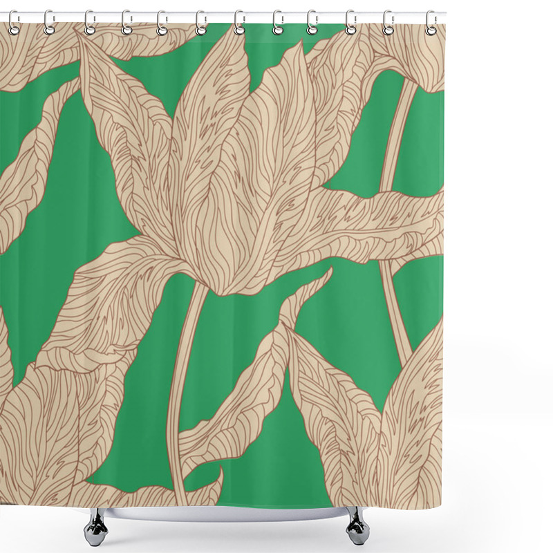 Personality  Bright Seamless Floral Pattern With Flowers Details Shower Curtains