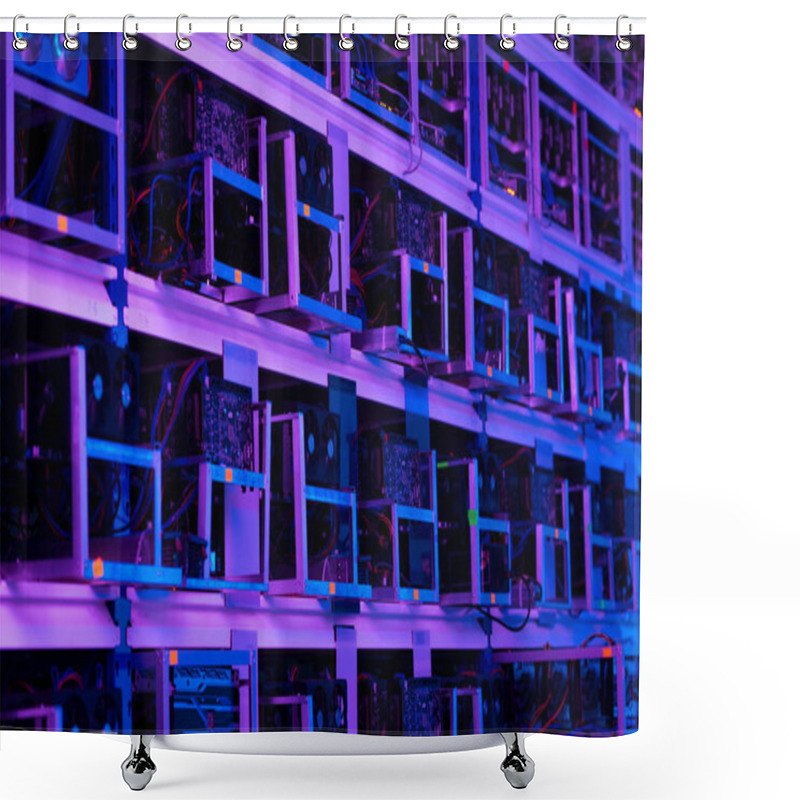 Personality  Ethereum Mining Farm Under Purple Light Shower Curtains