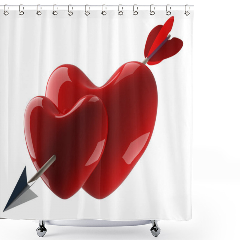 Personality  Two Hearts Pierced By An Arrow Shower Curtains