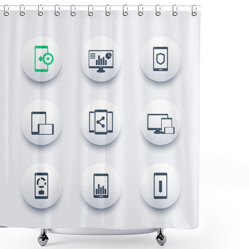 Personality  Mobile, Desktop Apps Icons Set Shower Curtains