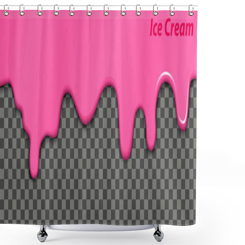 Personality  Realistic Liquid Ice Cream Melting, Ice Cream Desserts Sweet Cake Melted On Chocolate Waffle Cone.  Shower Curtains