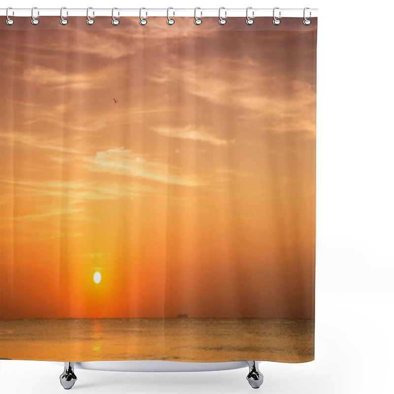 Personality  Sunrise Over Caribbean Sea Shower Curtains