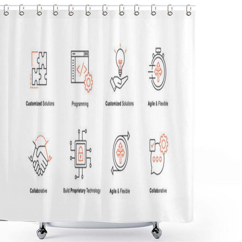 Personality  Customizable Agile Development And Collaboration Icons For Technology Solutions, Software Engineering, And Project Management. Agile And Flexible Icons. Build Proprietary Technology With Custom Solutions. Shower Curtains