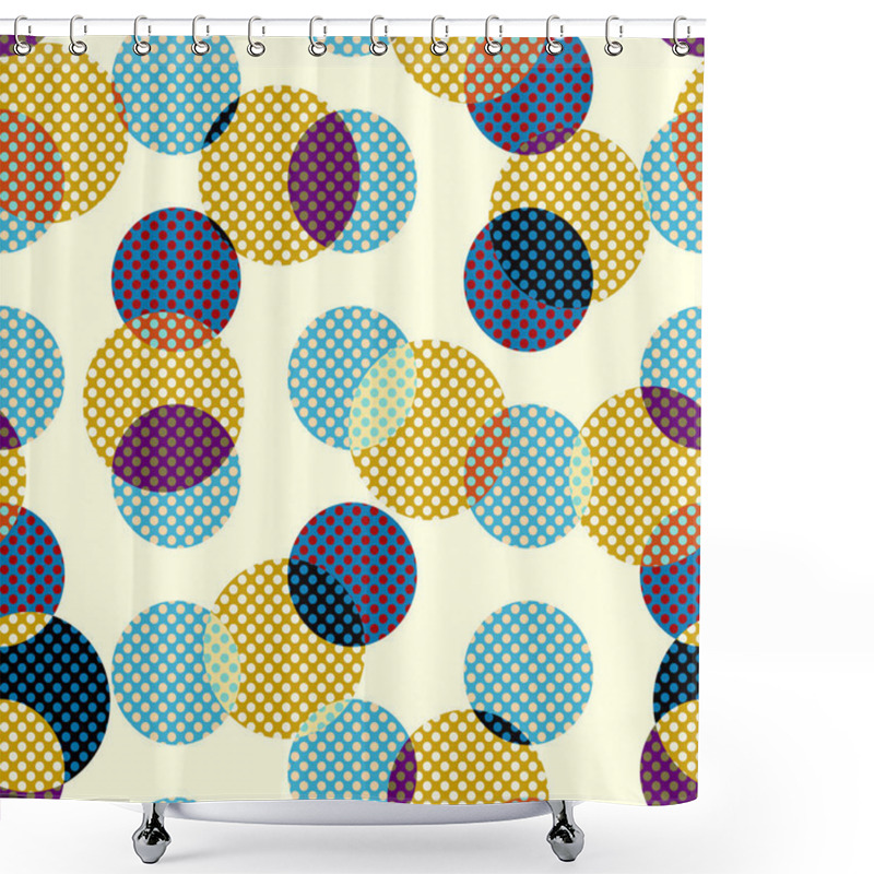 Personality  Classic Polka Dot Pattern In A Patchwork Collage Style. Shower Curtains