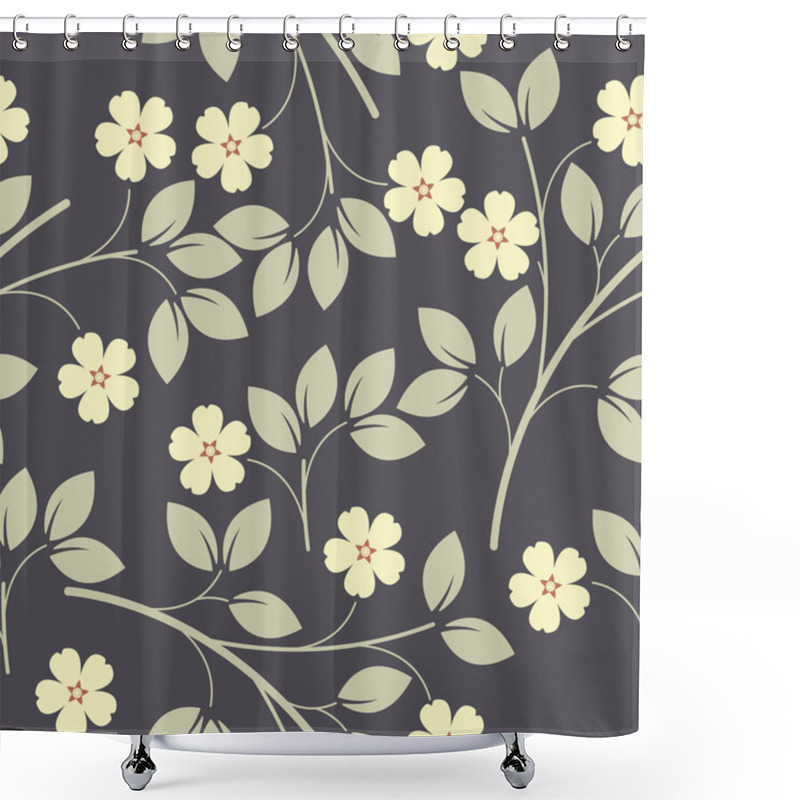 Personality  Elegant Seamless Pattern With Yellow Flowers On Purple Backgroun Shower Curtains