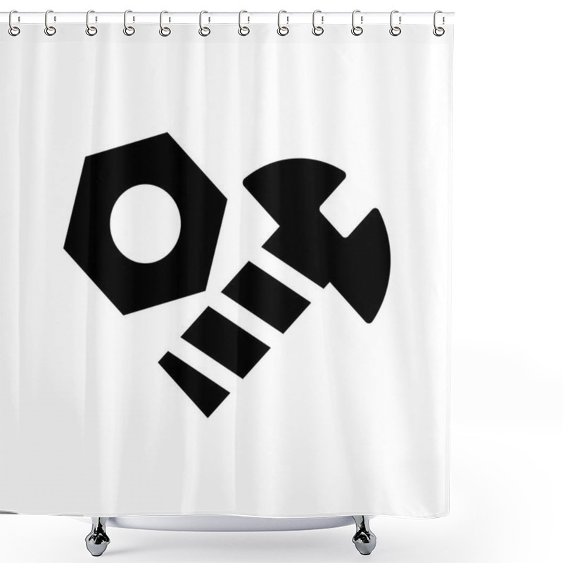 Personality  Pictogram Bolt And Nut Icon. Black Icon On White Background. Shower Curtains