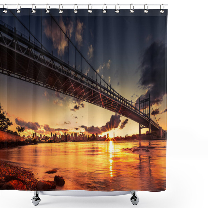 Personality  Sunset Under Triboro Bridge Shower Curtains