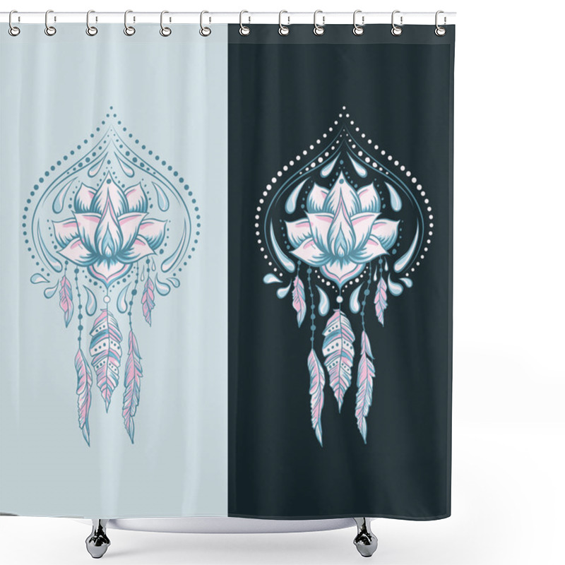 Personality  Hand Drawn Ornamental Lotus Shower Curtains