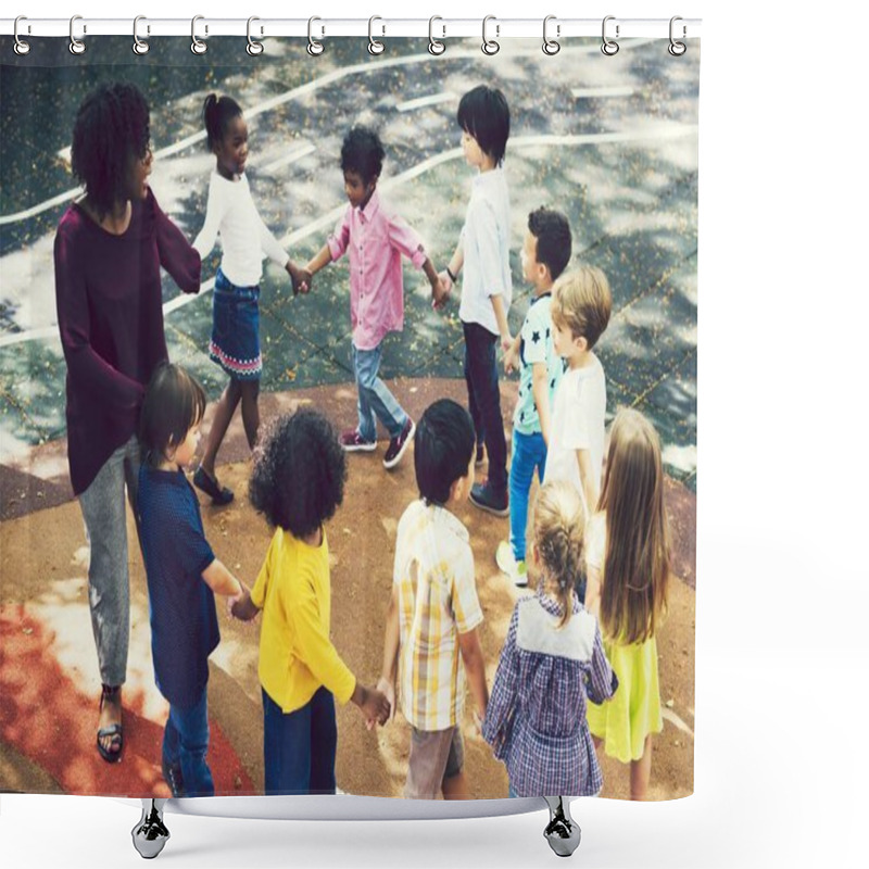 Personality  Happy Kids Playing At An Elementary School Shower Curtains