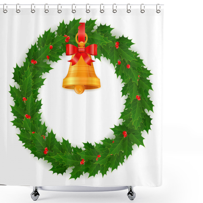 Personality  Holly Berry Wreath Shower Curtains