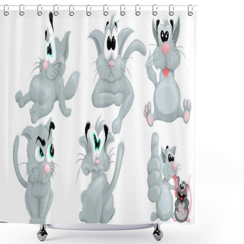 Personality  A Set Of Fun And Funny Gray Seals In A Cartoon Style Shower Curtains