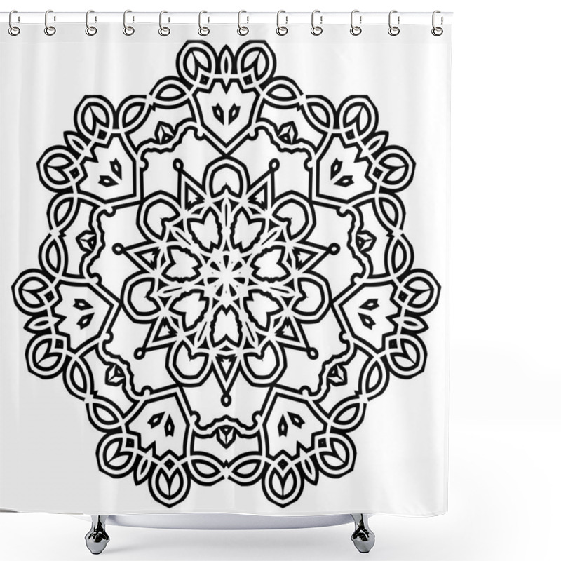 Personality  Ornament Black White Card With Mandala. Shower Curtains