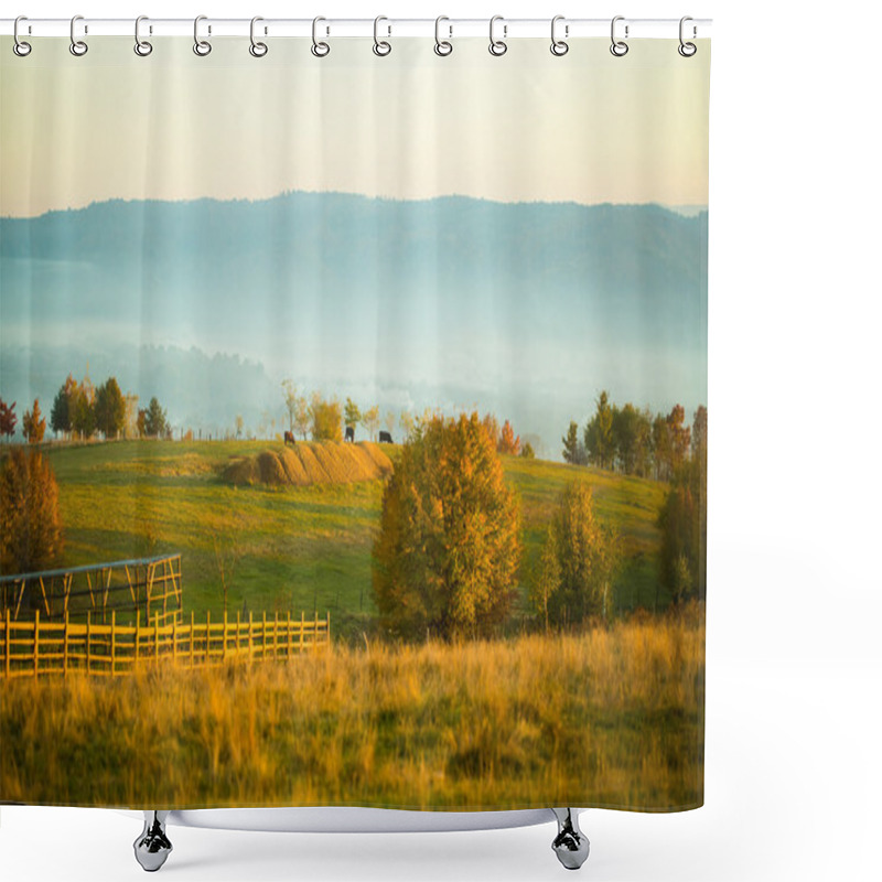 Personality   Peaceful Sunny Autumn Country Scene Shower Curtains