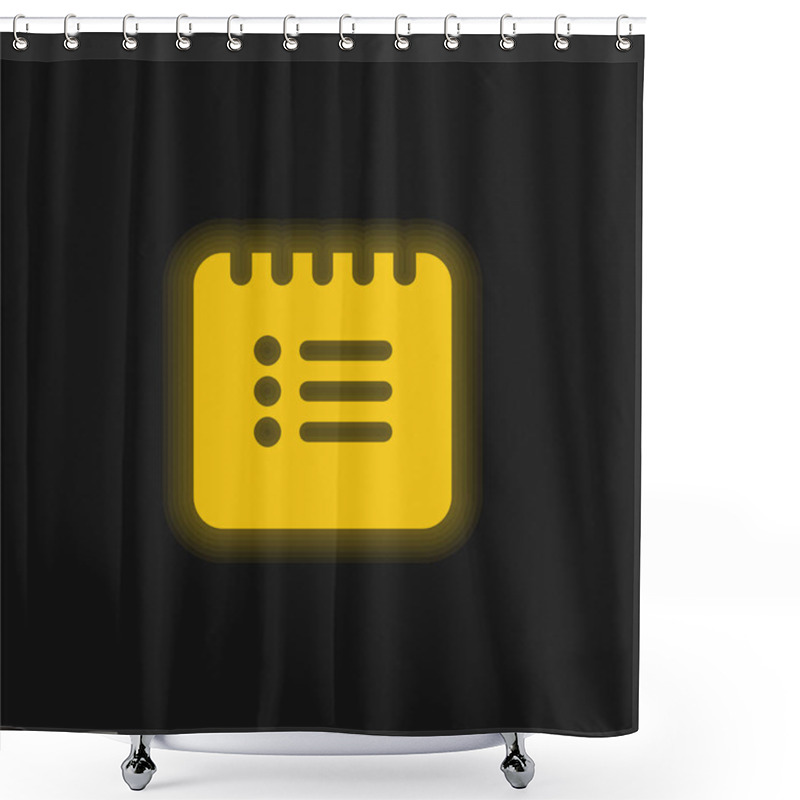 Personality  Black List Square Interface Symbol Yellow Glowing Neon Icon Shower Curtains