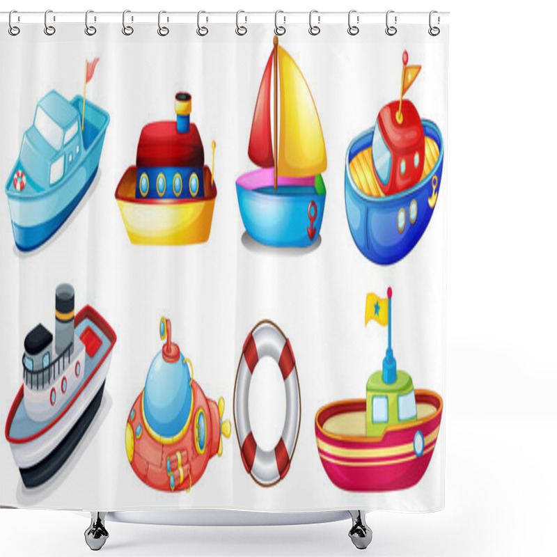 Personality  Collection Of Toy Boats Shower Curtains