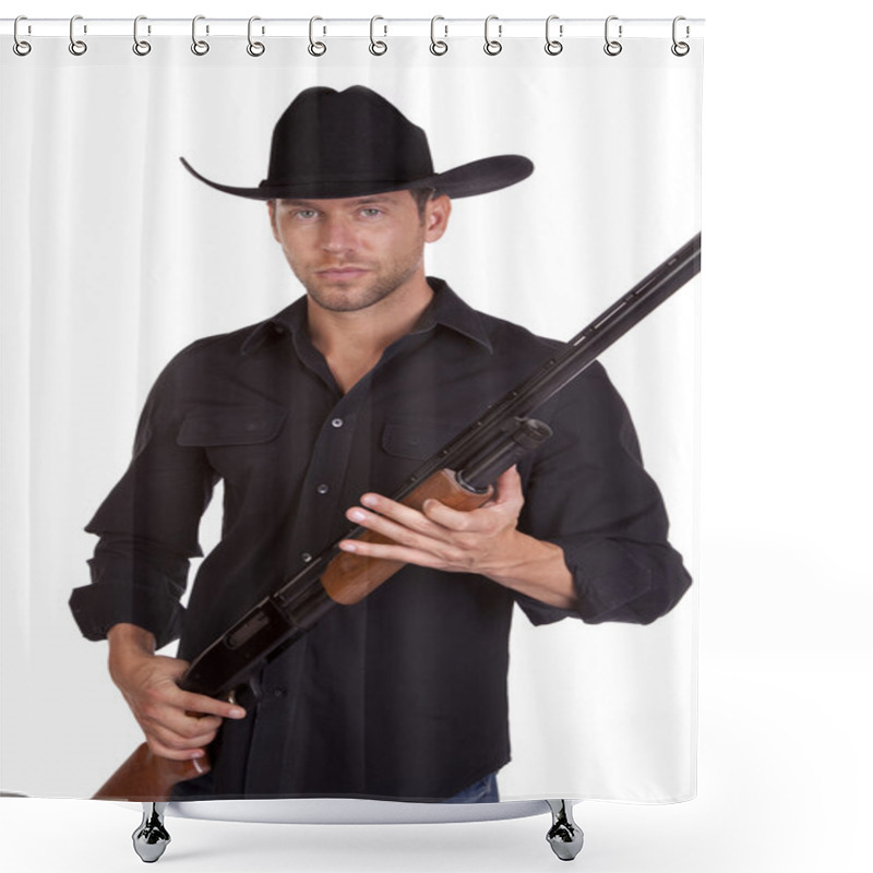 Personality  Holding Rifle Man Shower Curtains