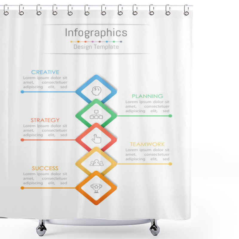 Personality  Infographic Design Elements For Your Business Data With 5 Options, Parts, Steps, Timelines Or Processes. Vector Illustration. Shower Curtains