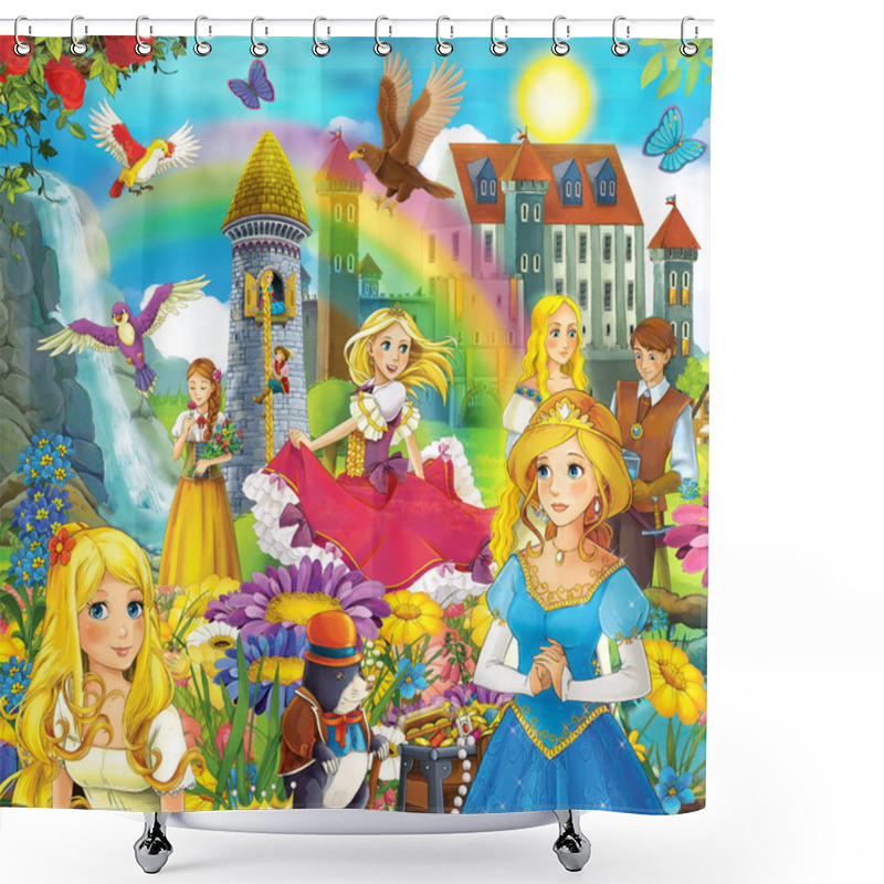 Personality  The Fairy Tales Mush Up - Castles - Knights And Fairies Shower Curtains