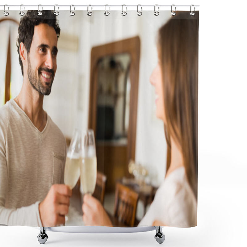 Personality  Couple Toasting Champagne Flutes Shower Curtains