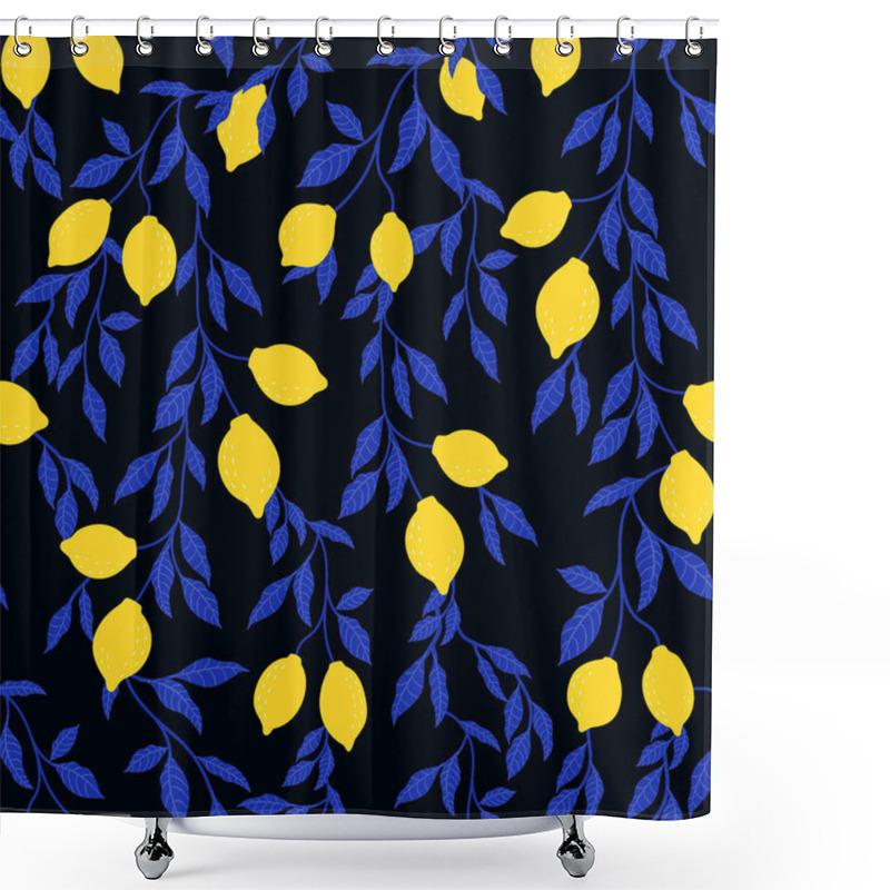 Personality  Tropical Pattern With Stylized Lemons. Vector Seamless Texture. Shower Curtains