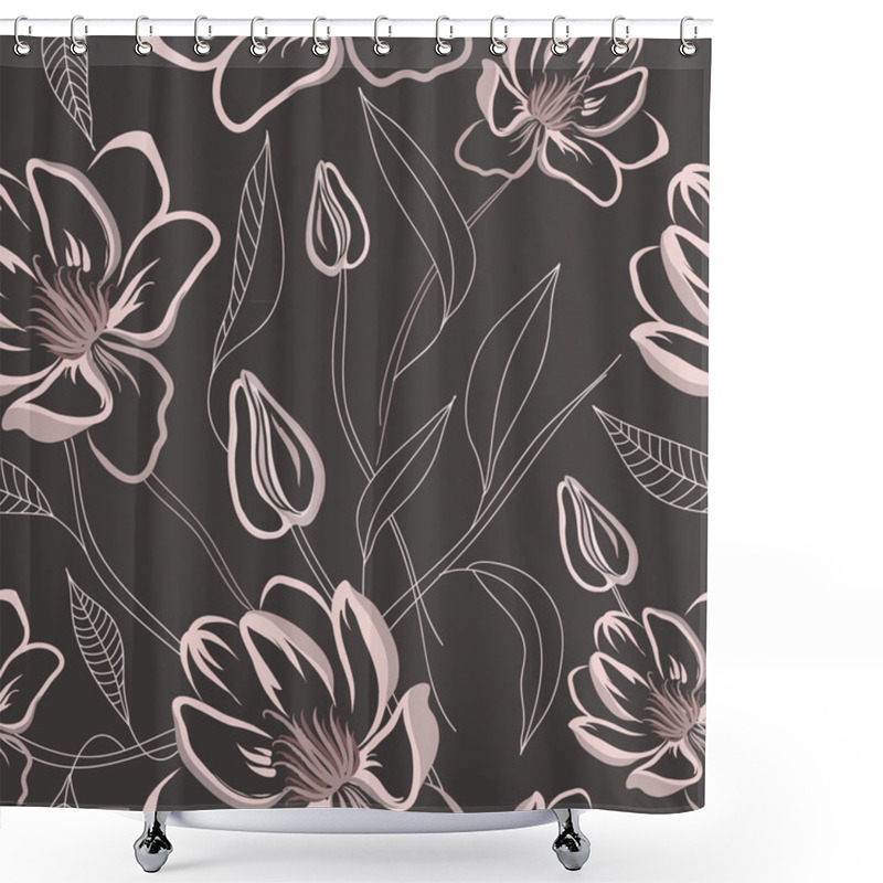 Personality  Seamless Floral Pattern With Magnolia Flowers Shower Curtains