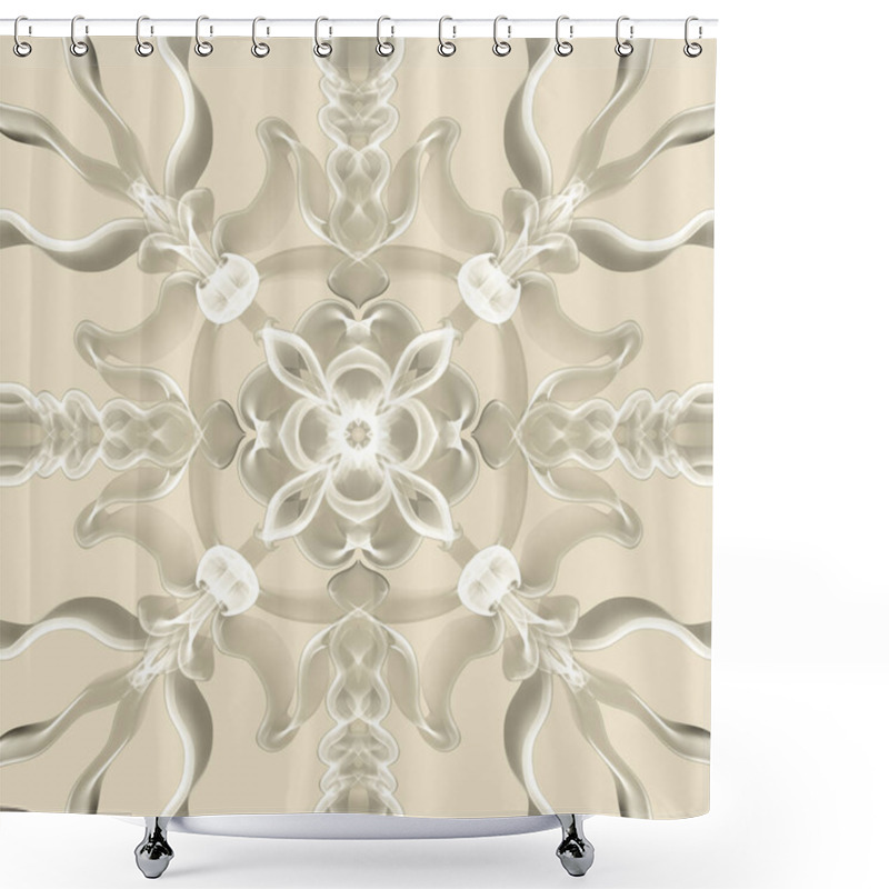 Personality  Seamless Abstract Geometric Floral Monochrome Surface Pattern With Symmetrical Form Repeating Horizontally And Vertically. Use For Fashion Design, Home Decoration, Wallpapers And Gift Packages. Shower Curtains