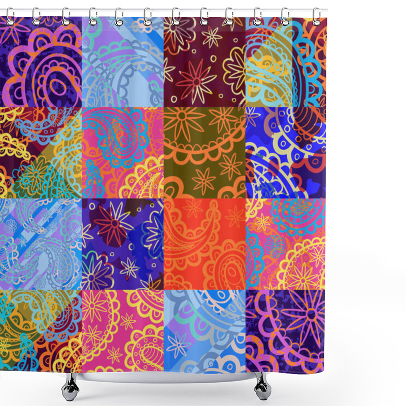 Personality  Infinite Ornament From Pieces Of Patchwork Style.  Shower Curtains