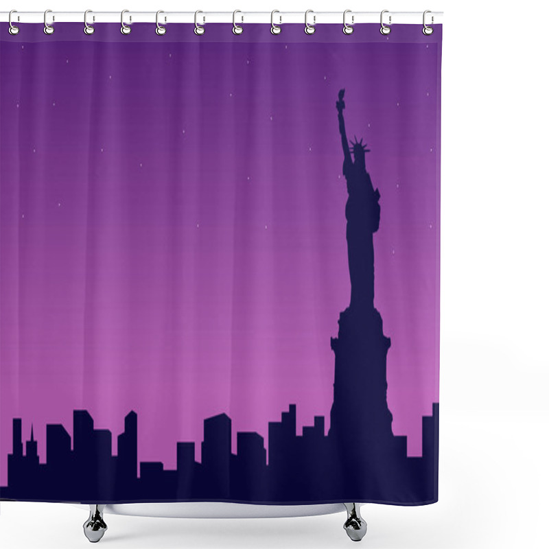 Personality  At Night Liberty Scenery Silhouettes Shower Curtains