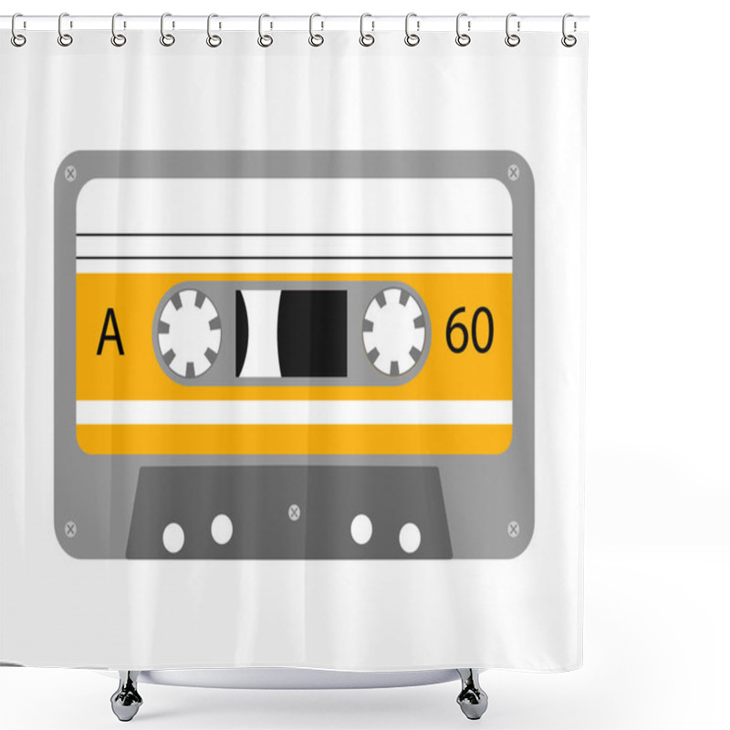 Personality  Audio Tape. Flat Style. Vector Isolated Element. Shower Curtains