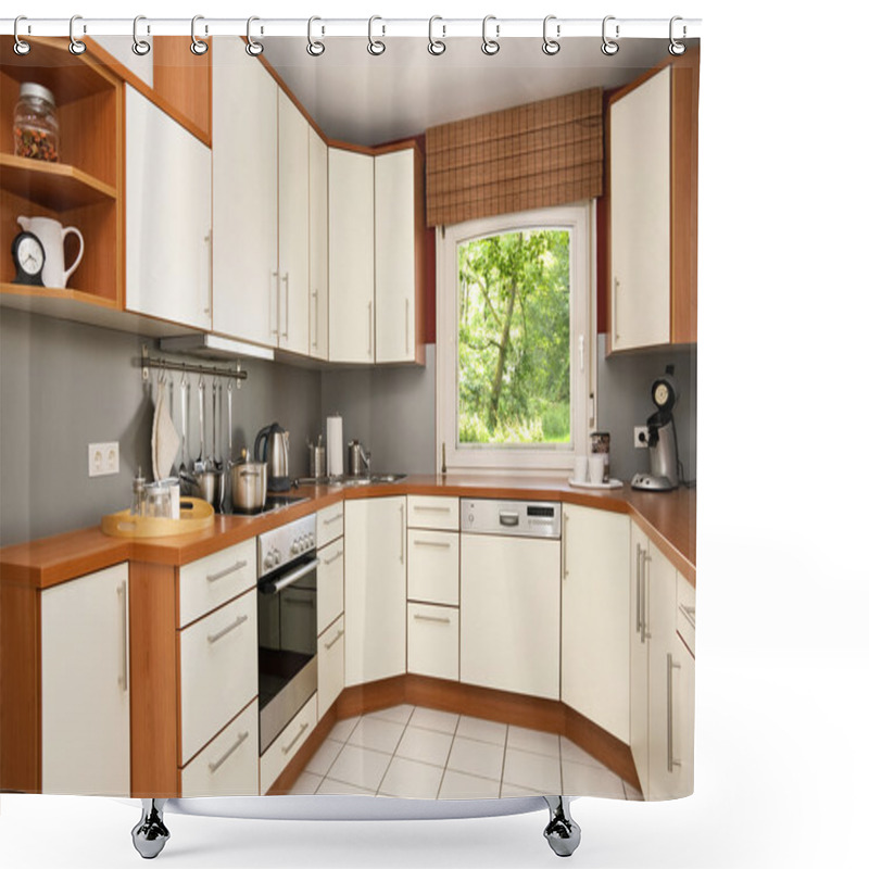 Personality  Modern Kitchen With View Into The Garden Shower Curtains